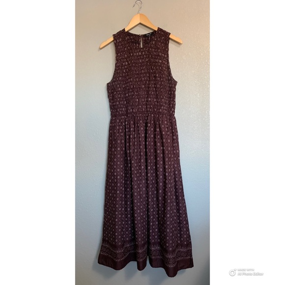 Madewell Dusty Plum The Melody Smocked Midi Dress in Daisy Print Size Large NWT - Picture 3 of 17
